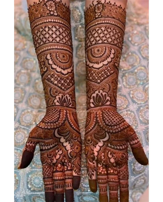 Festive Bracelet With Rose Featuring Modern Full Hand Mehndi Design